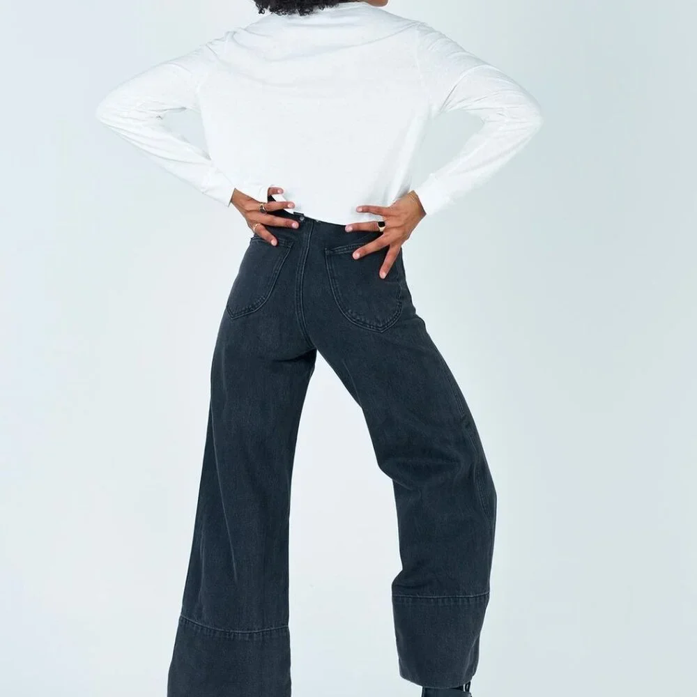 Thrills Canyon Jeans high-waisted wide leg black jeans size 26 - Picture 3 of 7